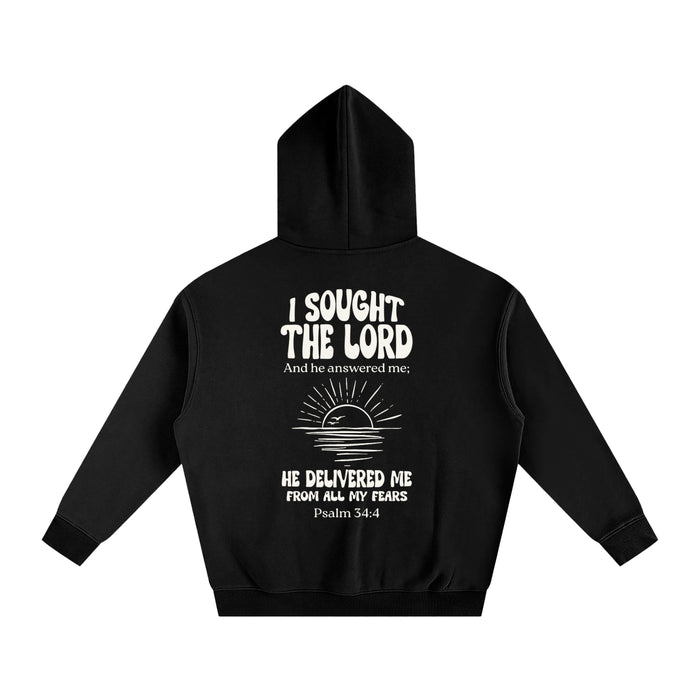 Psalm 34:4 Hoodie Black back graphic