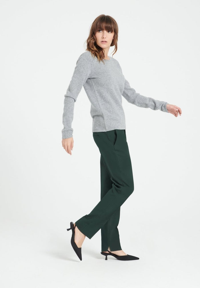 LILLY 18 Pull col bateau en cachemire 4 fils gris clair