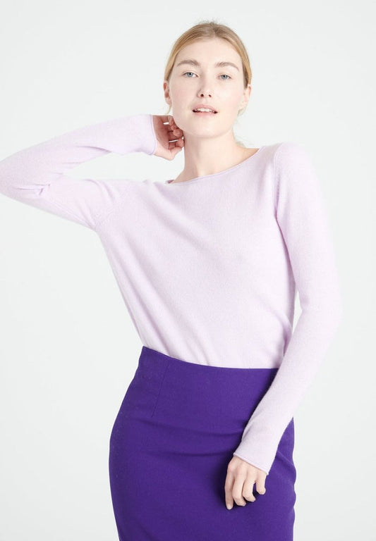 LILLY 5 Pull col bateau en cachemire lilas