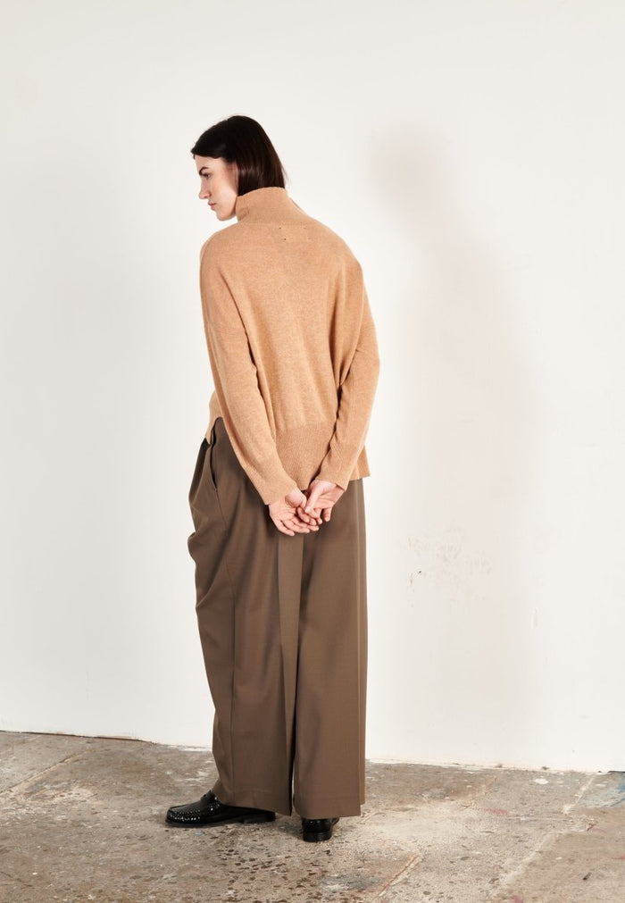 Pull col montant cachemire camel clair femme - ZAYA 13