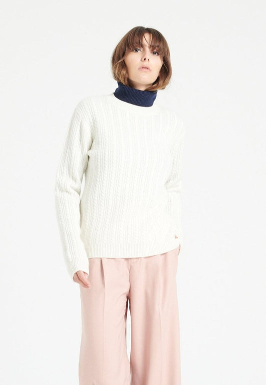 Pull col rond cachemire 4 fils écru femme - LILLY 29