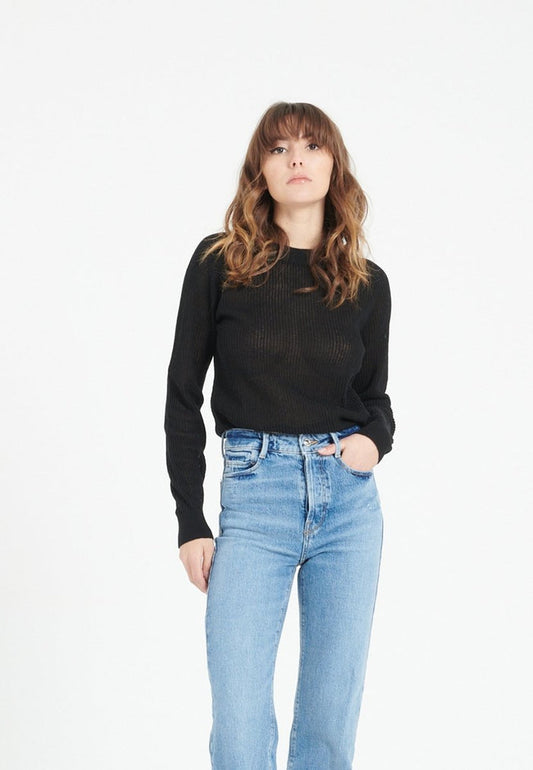 Pull col rond cachemire noir femme - LILLY 23