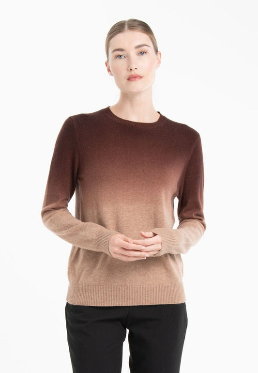 Pull col rond cachemire camel tie & dye marron femme - ZAYA 9