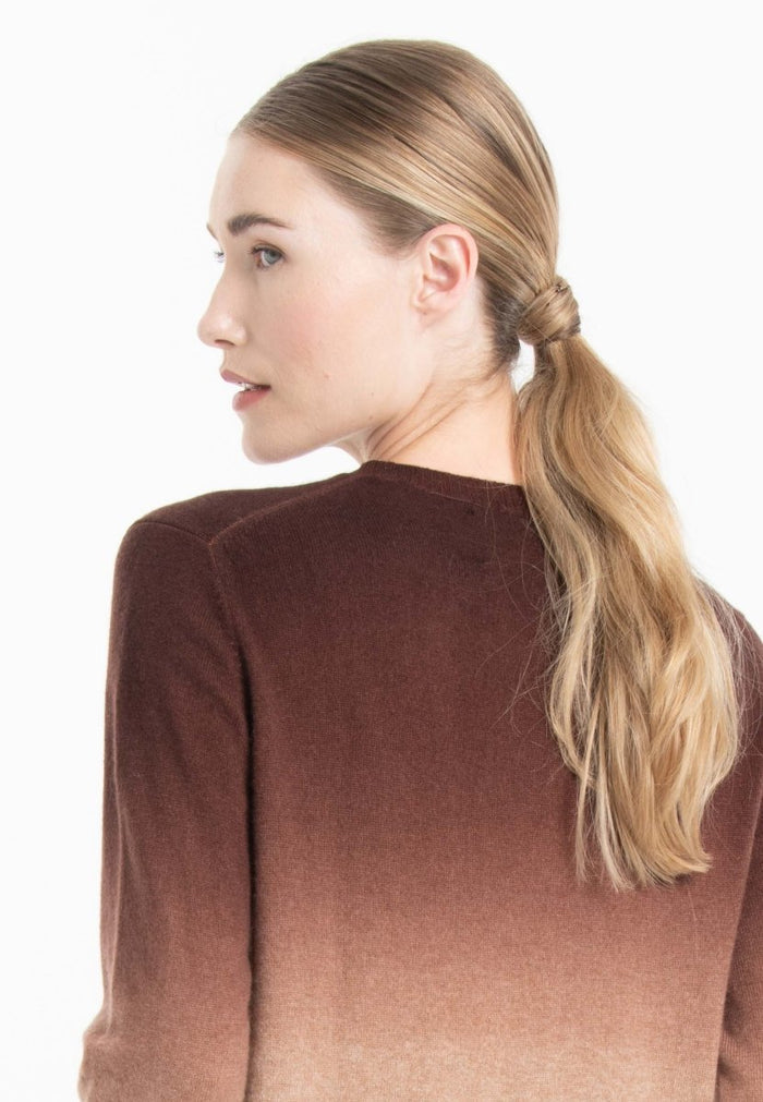 Pull col rond cachemire camel tie & dye marron femme - ZAYA 9