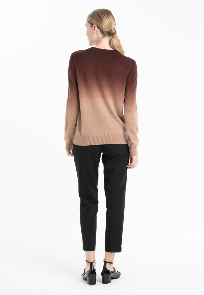 Pull col rond cachemire camel tie & dye marron femme - ZAYA 9