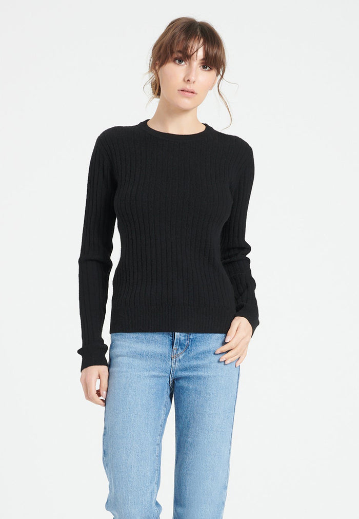 Pull col rond femme en cachemire noir - LILLY 16
