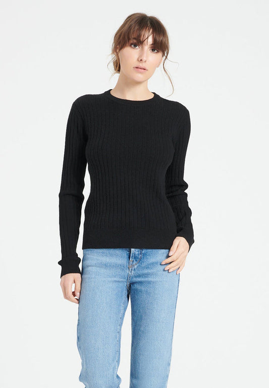 Pull col rond femme en cachemire noir - LILLY 16
