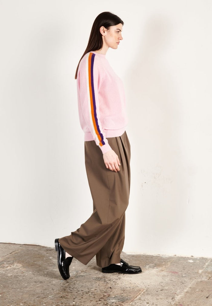 Pull col rond cachemire rose/violet/mandarine/écru femme - ZAYA 19