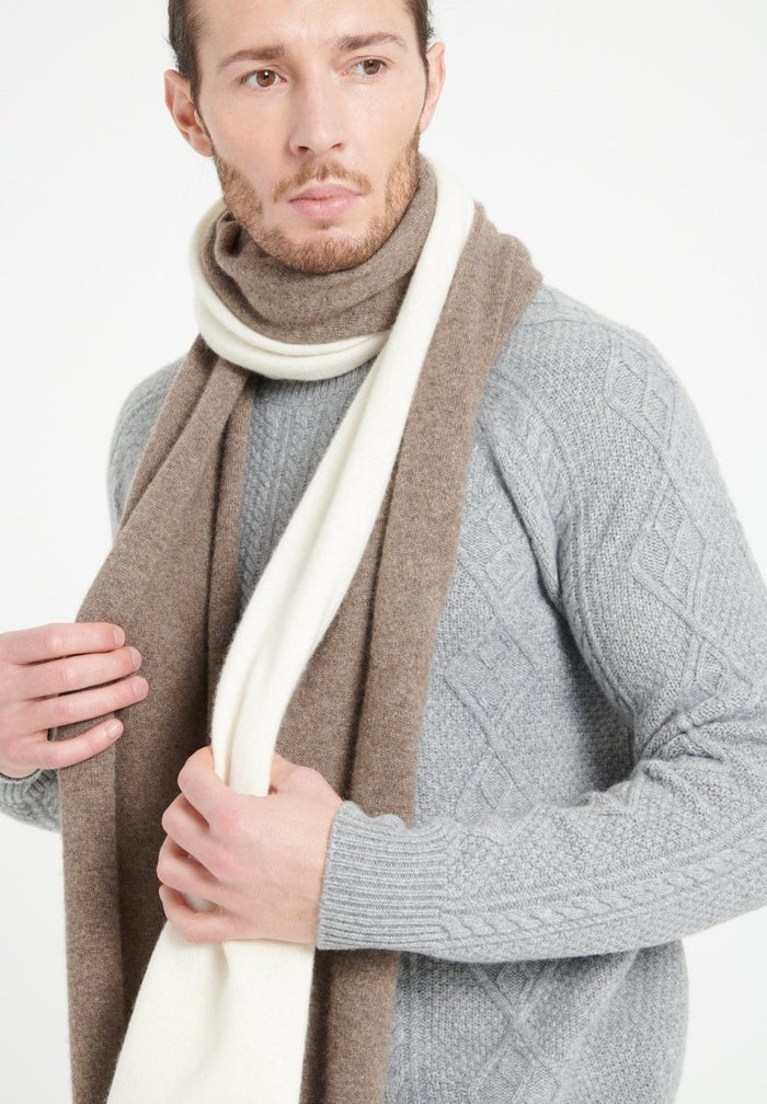 ZACH 1 Pull col rond en cachemire à mailles torsadées 6 fils gris clair