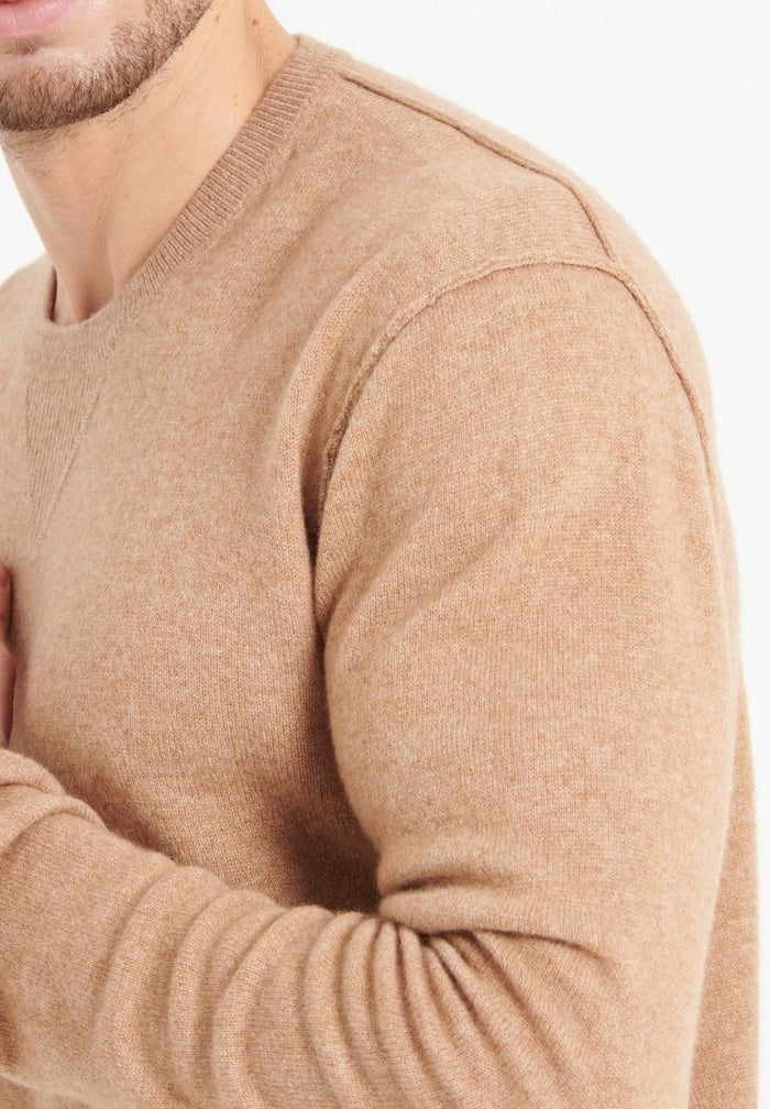 LUKE 12 Pull col rond en cachemire camel