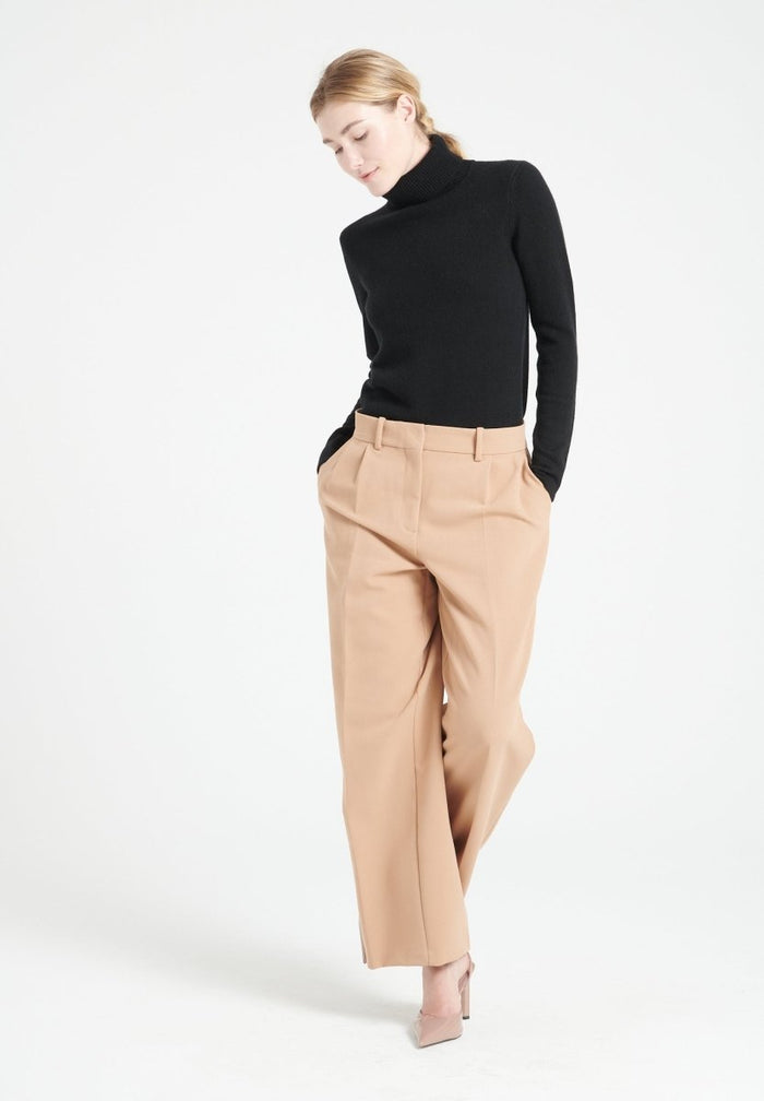 LILLY 19 Pull col roulé en cachemire 4 fils noir