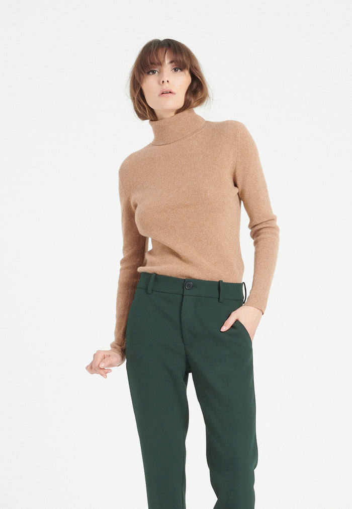 Pull col roulé femme en cachemire camel - LILLY 17