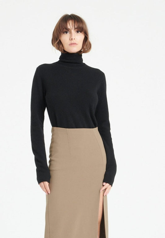 Pull col roulé cachemire noir femme - LILLY 3