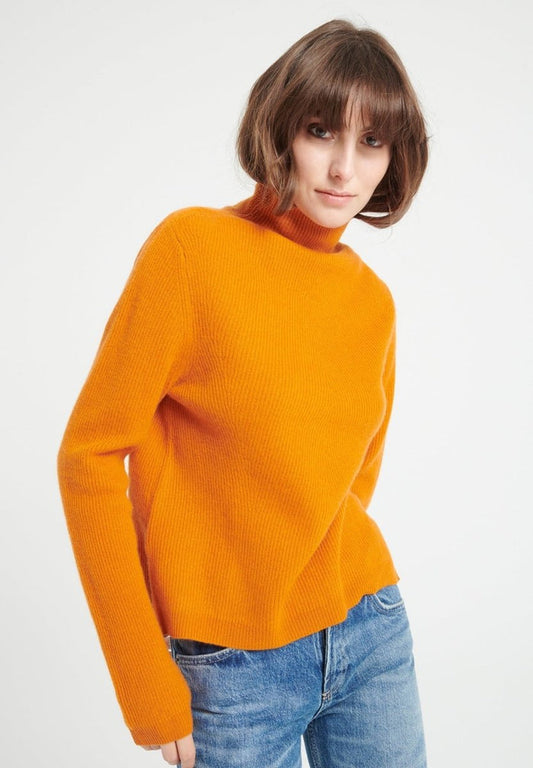LILLY 26 Pull col roulé en cachemire orange citrouille