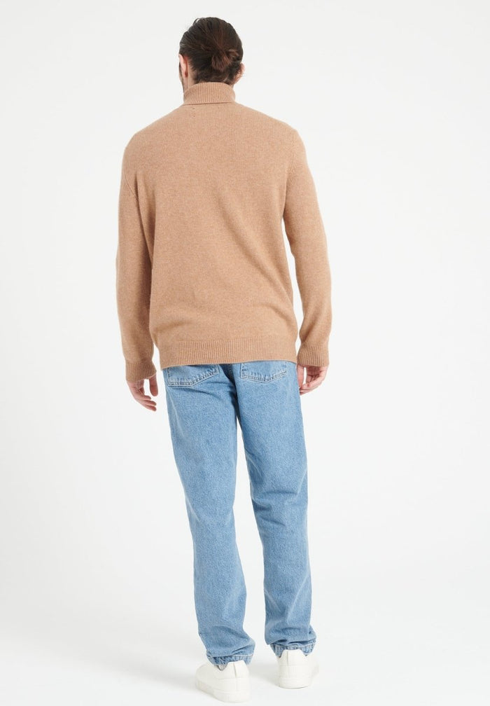 LUKE 15 Pull col roulé en cachemire 4 fils camel