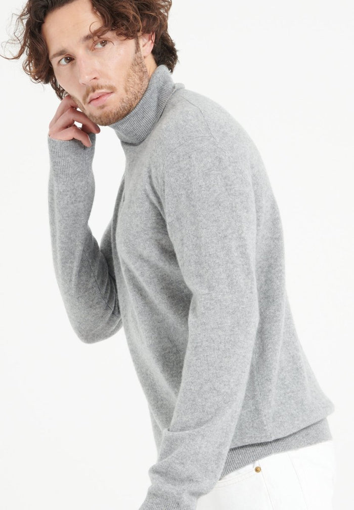 LUKE 3 Pull col roulé en cachemire gris clair