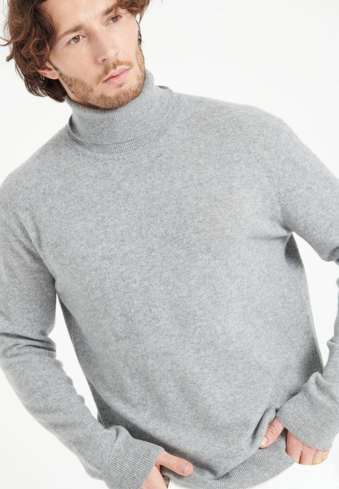 LUKE 3 Pull col roulé en cachemire gris clair