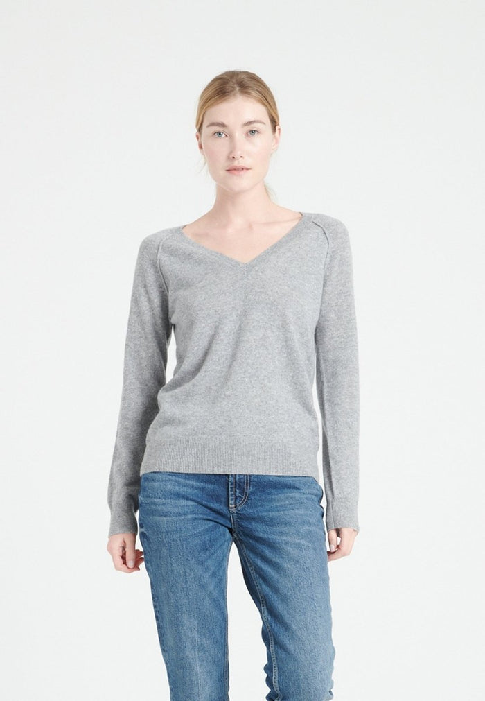 Pull col V cachemire gris clair femme - LILLY 6