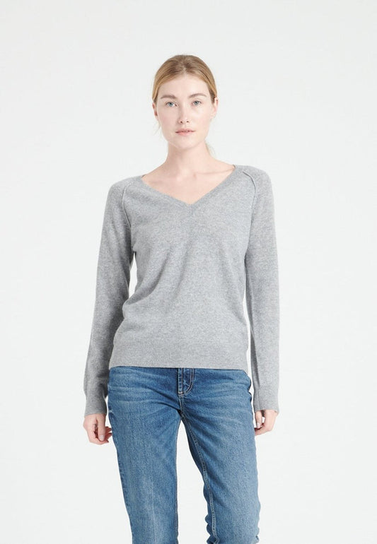 Pull col V cachemire gris clair femme - LILLY 6