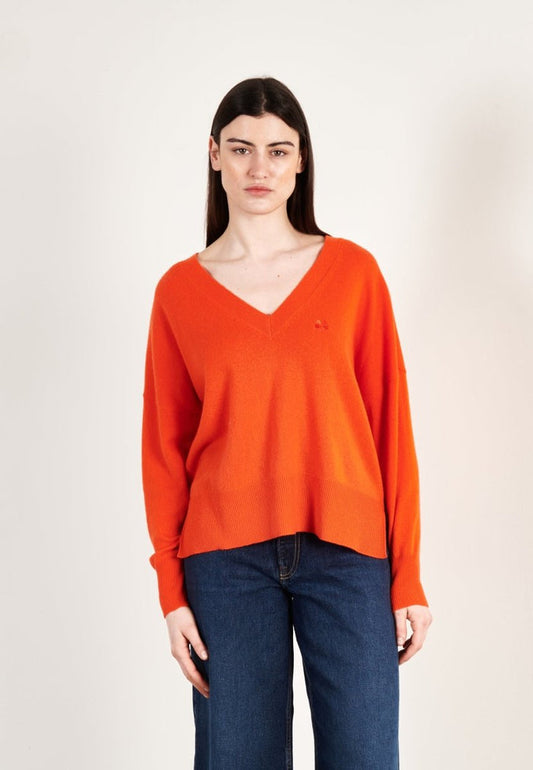 Pull col V cachemire mandarine femme - HANA 1