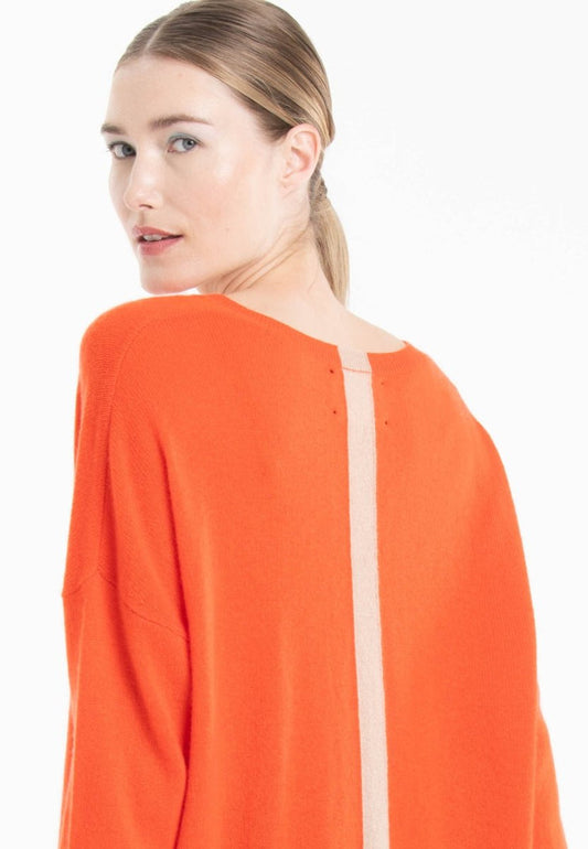 Pull col V cachemire mandarine/camel clair femme - NAMI 23
