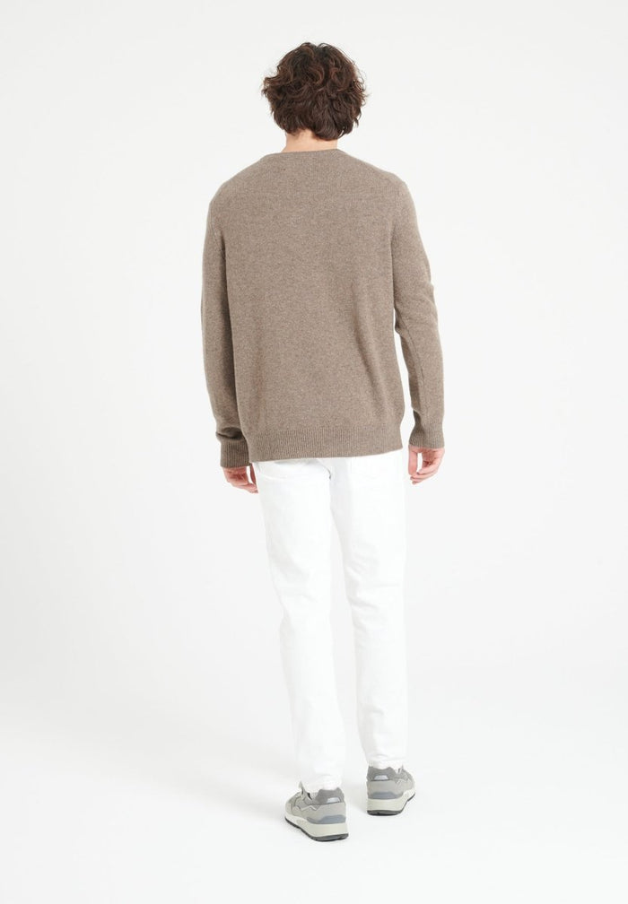 LUKE 13 Pull col V en cachemire 4 fils taupe