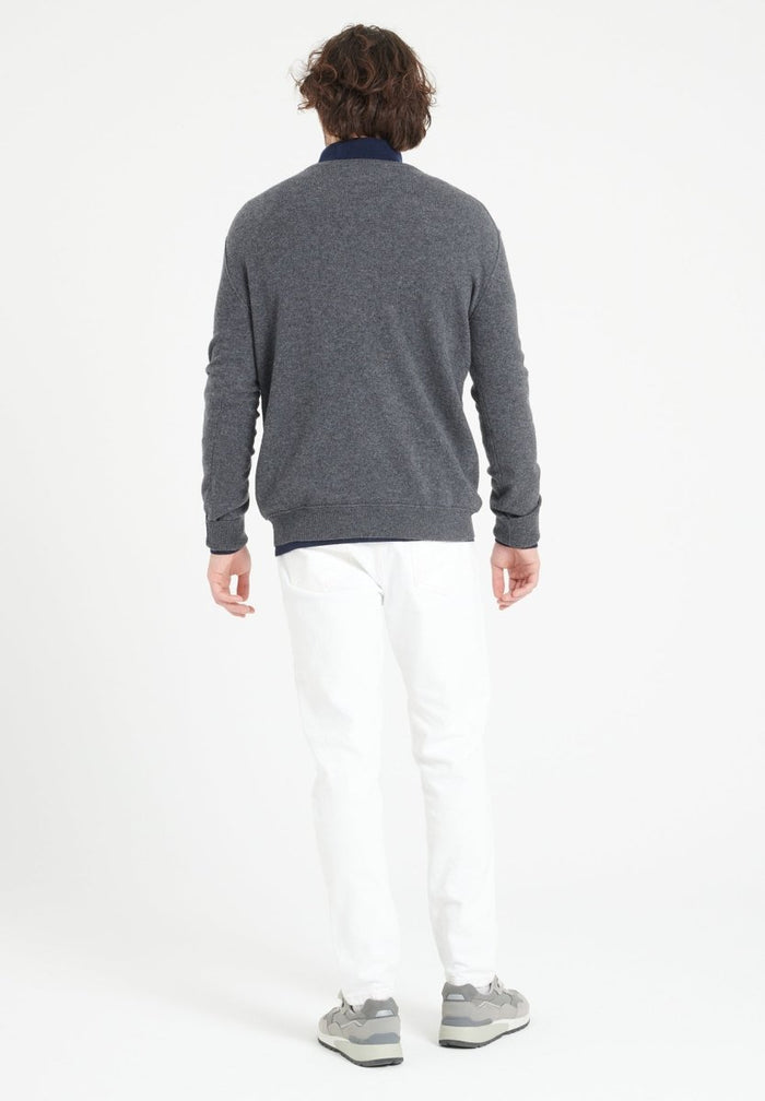 LUKE 11 Pull col V en cachemire gris anthracite