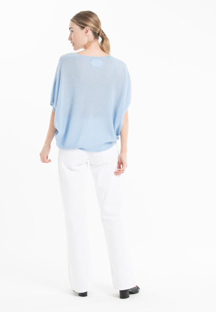 Pull col V cachemire baby blue femme - RIA 25