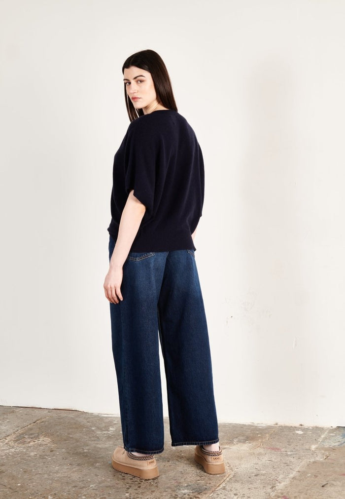 Pull col V cachemire bleu marine femme - RIA 25