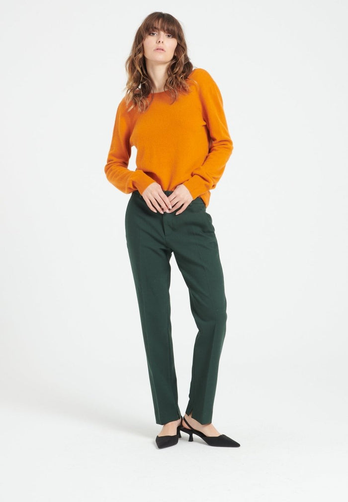 MIA 7 Pull décolleté en V dans le dos en cachemire orange citrouille