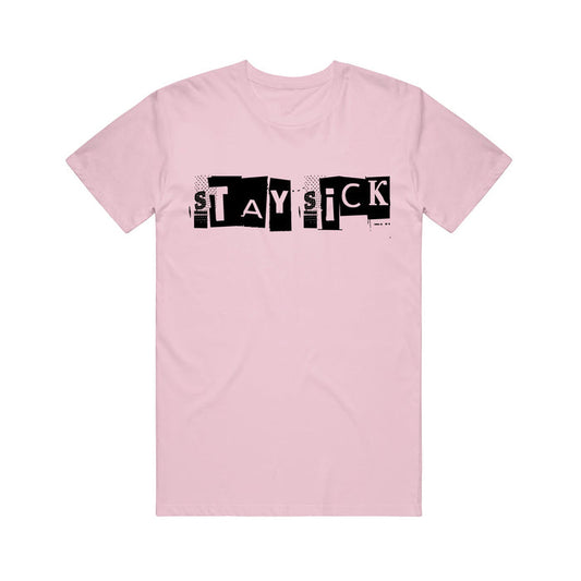 A light pink Stay Sick Clothing T-shirt with STAY SICK in bold, black, cut-out style letters across the chest.