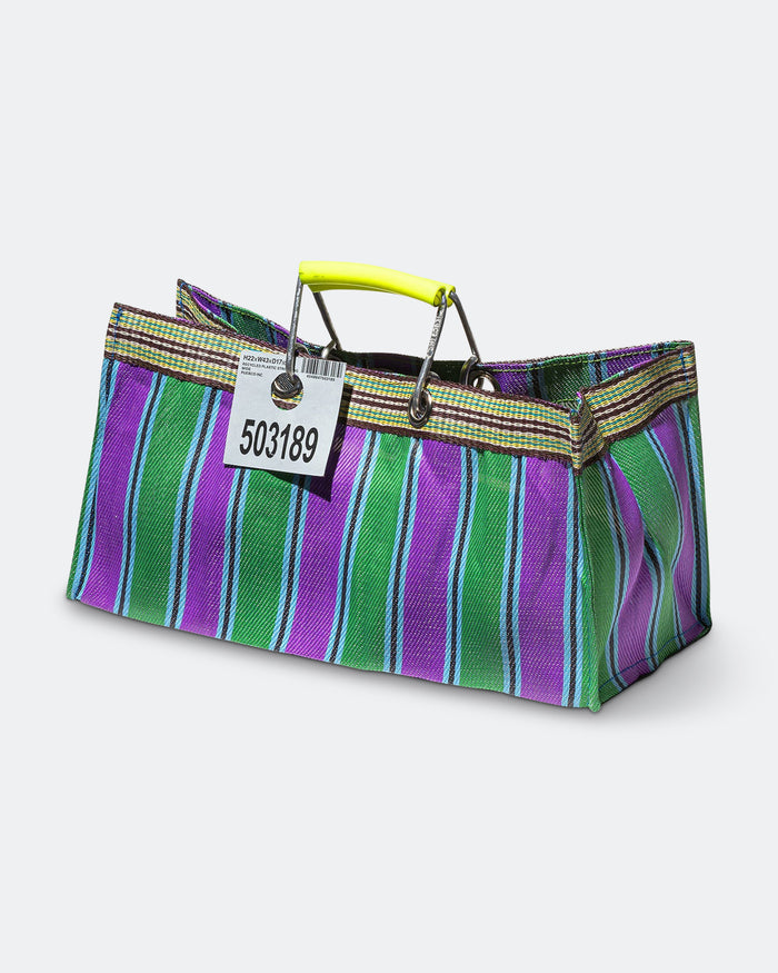 Recycled Plastic Stripe Bag Wide - Green/Purple