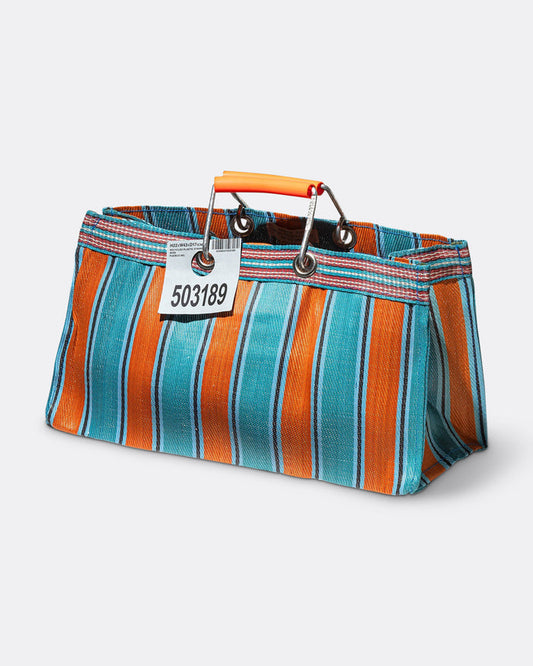 Recycled Plastic Stripe Bag Wide - Orange/Blue