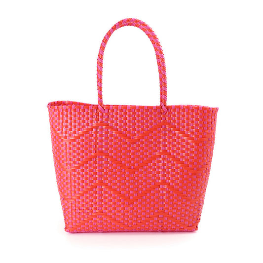 Red Recycled Plastic Woven Shopper Bag