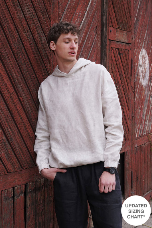 Relaxed linen hoodie CEDRUS in Beige