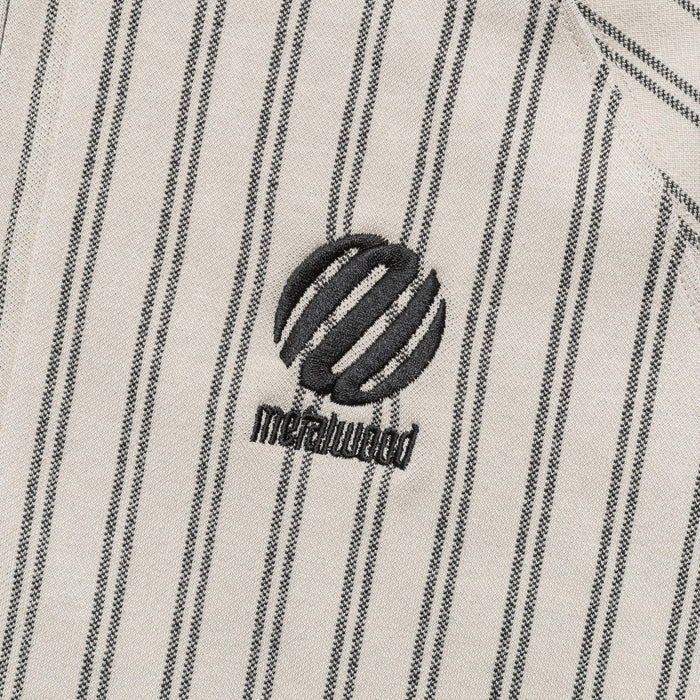 Ribbed LS Striped Polo - Tan