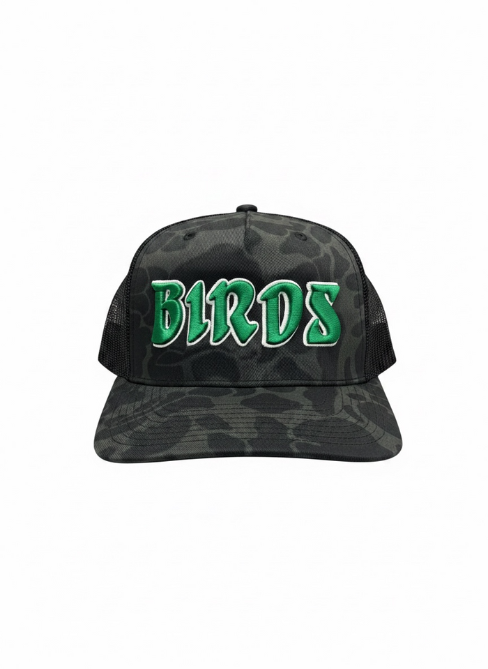 Richardson Puff Embroidered Trucker Hat - Black Camo