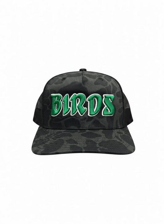 Richardson Puff Embroidered Trucker Hat - Black Camo