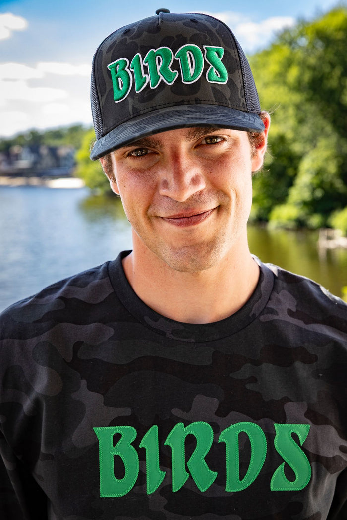 Richardson Puff Embroidered Trucker Hat - Black Camo