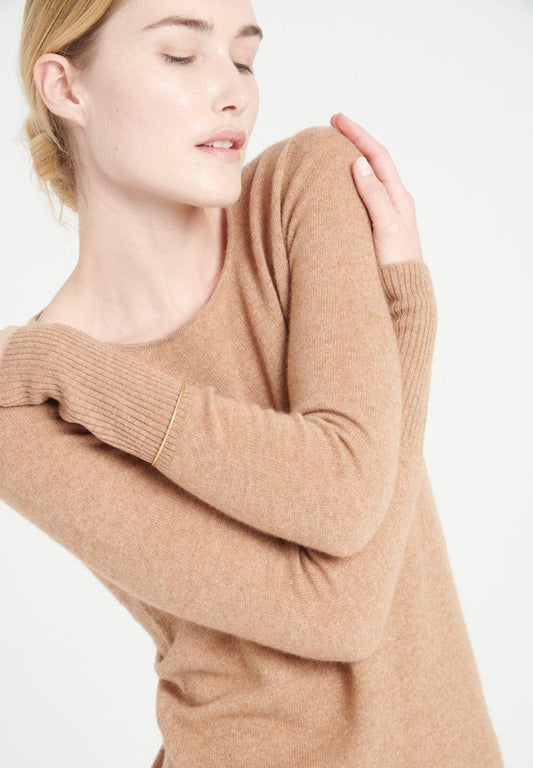 LILLY 12 Robe col rond en cachemire camel