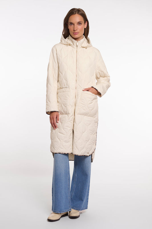 Ronja Long Light Quilted Coat Birch