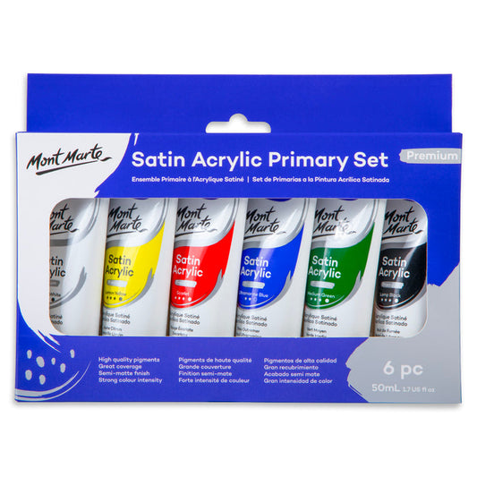 Satin Acrylic Primary Paint Set 6pc x 50ml
