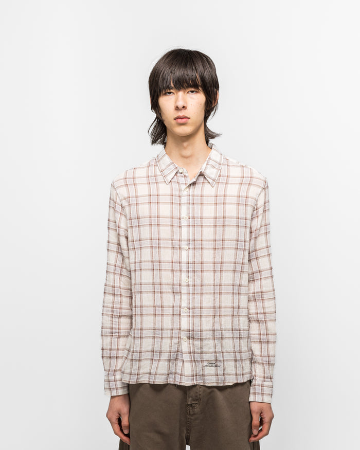 Seersucker Plaid Shirt - Brown/Blue