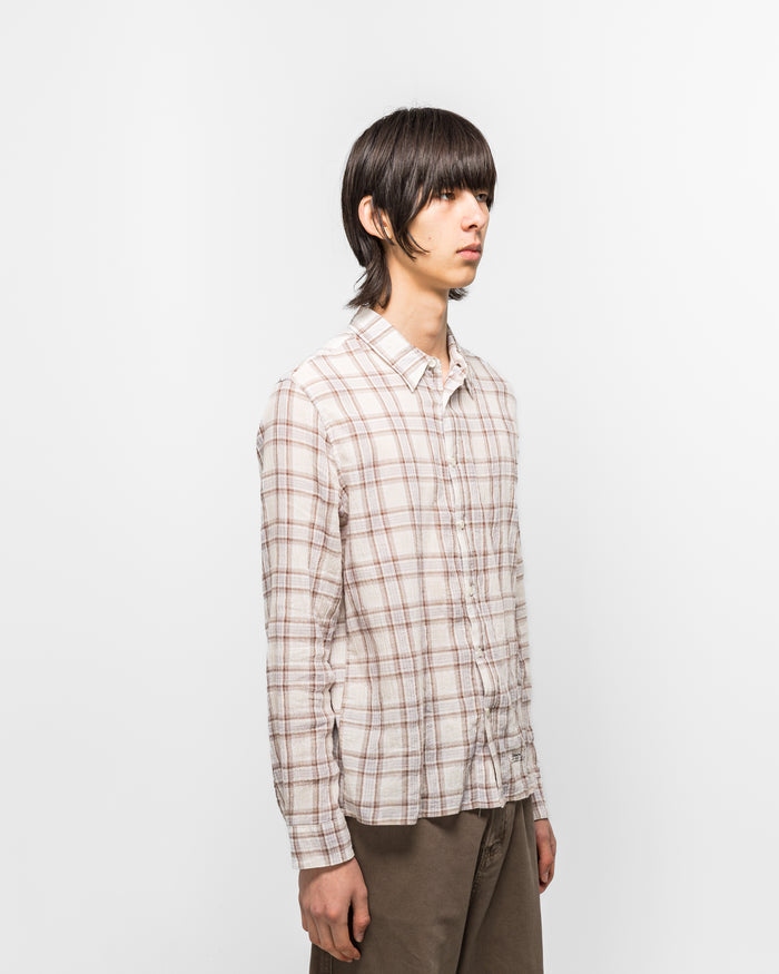 Seersucker Plaid Shirt - Brown/Blue