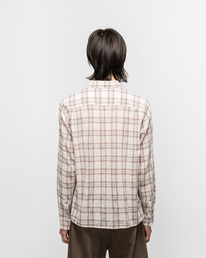 Seersucker Plaid Shirt - Brown/Blue