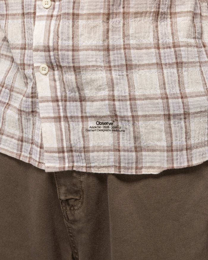 Seersucker Plaid Shirt - Brown/Blue
