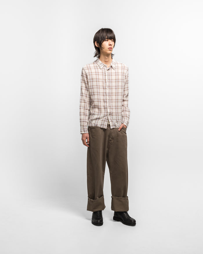 Seersucker Plaid Shirt - Brown/Blue