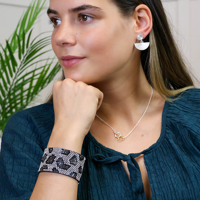 Silver Mix Animal Print Cuff