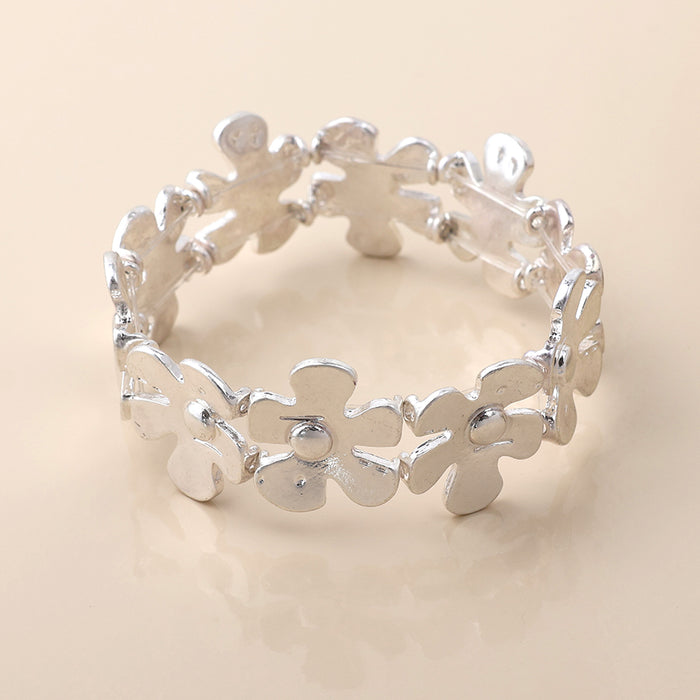 Silver Plated Multi Flower Bangle