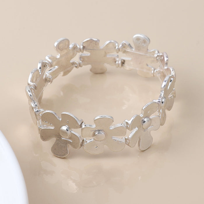 Silver Plated Multi Flower Bangle
